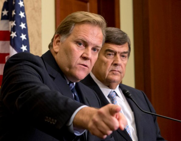 The House has passed a controversial cybersecurity bill co-sponsored by Rep. Mike Rogers, left, and Rep. C.A. "Dutch" Ruppersberger. (J. Scott Applewhite / Associated Press / October 8, 2012)