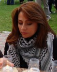Julia boutros with Palestinian&nbsp;Keffiyeh