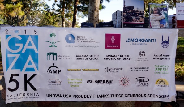 GAZA5K California sponsors at the Gaza5k Orange County/LA walk/run, at Mile Square Park on October 24, 2-15, donation drive for Mental Health Programs in Gaza, Palestine, sponsored by UNRAWAcUSA, with the participation of Palestinian supporters community, at at Fountain Valley, Calif photo/Marivel Guzman